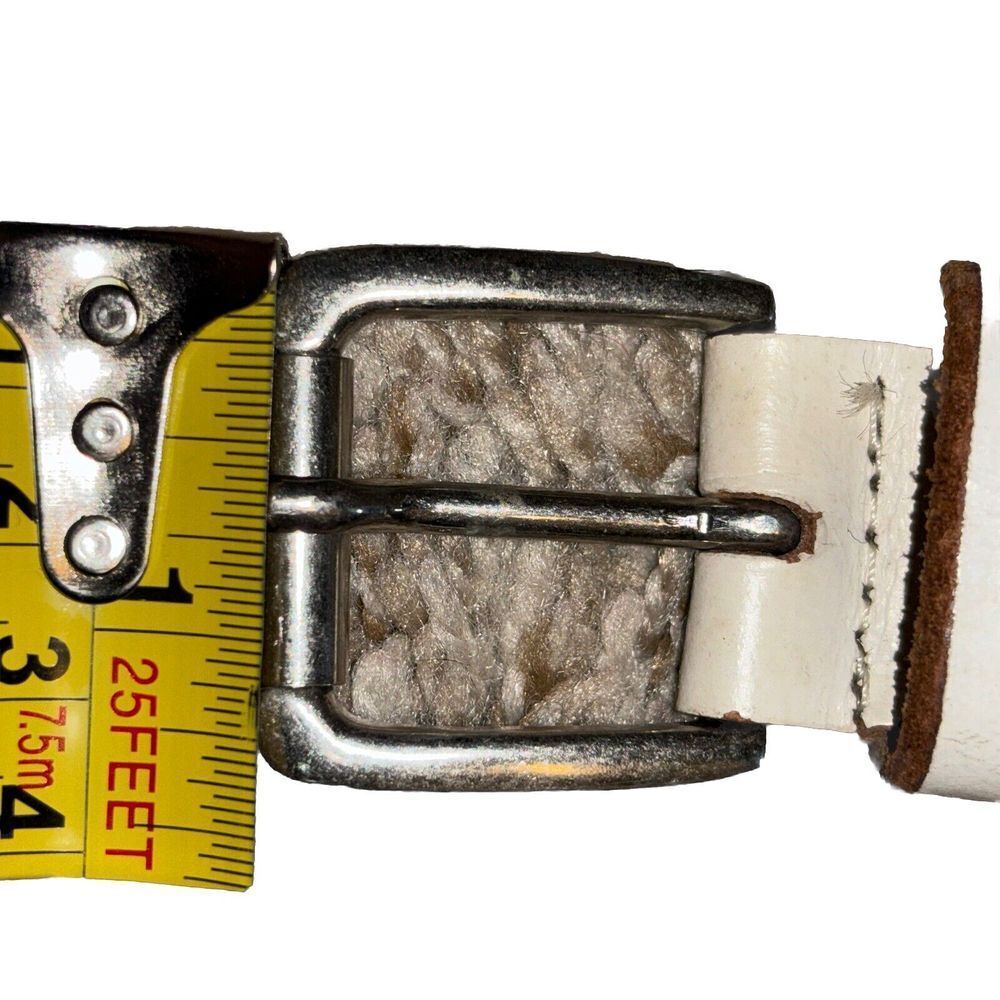 Vintage Calvin Klein Large Leather Braided Belt Brass Buckle Two Toned Cowboy - Picture 6 of 10